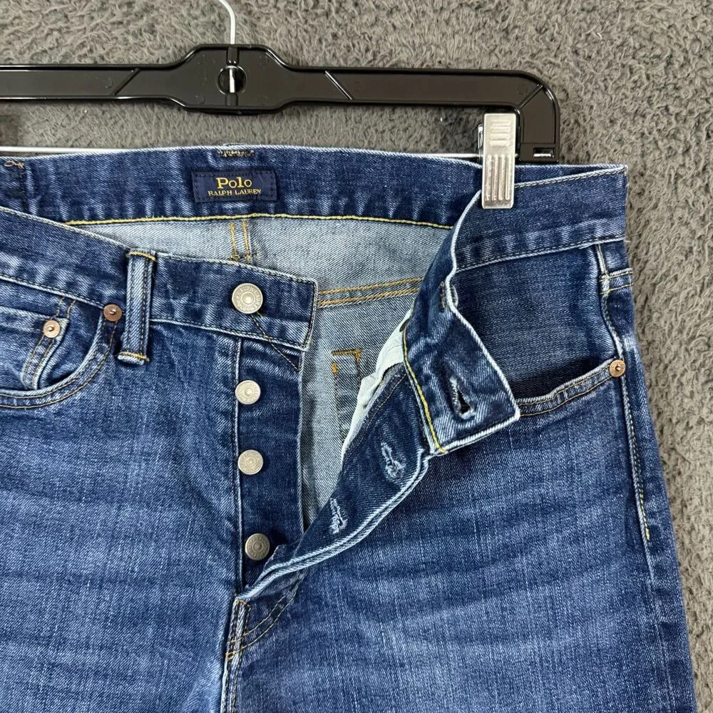Polo Ralph Lauren Jeans Mens 32x32 Blue Varick Slim Fit Button Fly Dark Wash